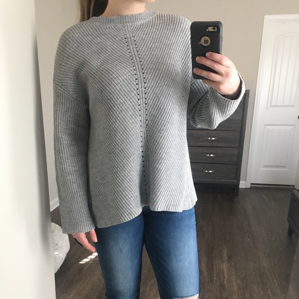 Grey open back sweater